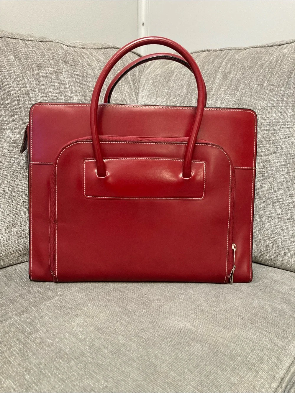 Women's McKlein Burgundy Leather Laptop Tote Bag - Structured Work Bag